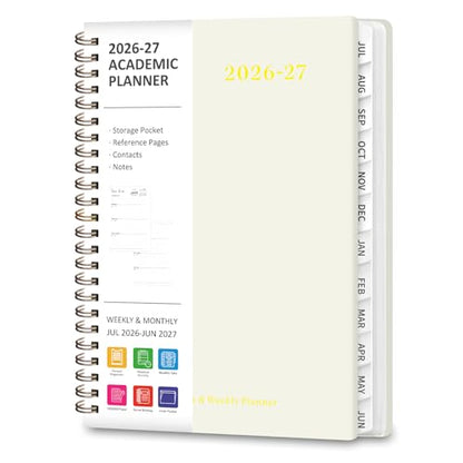 Planner 2026-2027, Weekly and Monthly Academic Year Calendar Planner, July 2026 - June 2027, Daily Agenda Book for Office School Supplies, A5(6.3'' x 8.5'') - color: C-Beige, size: 6.3"x8.5"(Jul 2026-Jun 2027)