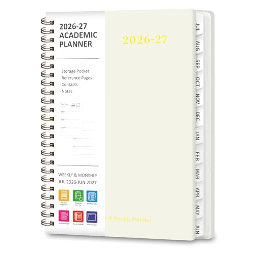 Planner 2026-2027, Weekly and Monthly Academic Year Calendar Planner, July 2026 - June 2027, Daily Agenda Book for Office School Supplies, A5(6.3'' x 8.5'') - color: C-Beige, size: 6.3"x8.5"(Jul 2026-Jun 2027)