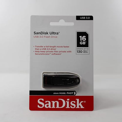 SanDisk - SDCZ48-016G-UAM46 16GB Ultra USB 3.0 Flash Drive - SDCZ48-016G-UAM46 Black - size: 16GB