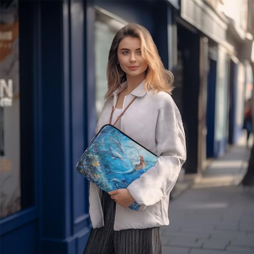 Cute Laptop Sleeve 13 inch Ocean Mermaid Dolphin Laptop Bag 14 inch Waterproof Computer Bag for Women Laptop Accessories Computer Cover Bag for Tablet Men - color: Ocean Mermaid Dolphin
