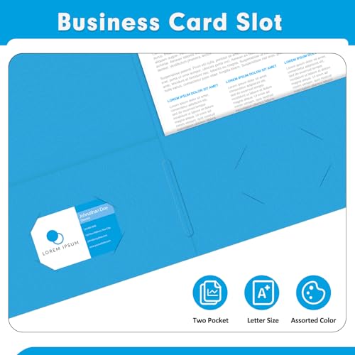Two Pocket Folders, PANDRI 50 Pack 2 Pocket Folders, Letter Size Paper File Folder for School Office Home Business, LightBlue - color: Lightblue