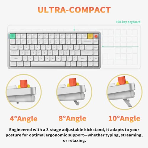 nuphy Air75 V3 Low Profile Mechanical Keyboard, 75% Custom Hot Swappable Wireless Keyboard with Gasket Mount, RGB Backlit, Multi-Device Bluetooth/2.4GHz/USB-C for Mac Windows, White-Brown Nano Switch - color: White, size: Brown nano Switch