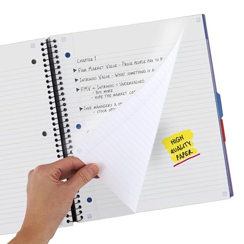 Five Star Advance Spiral Notebook + Study App, 3 Subject, College Ruled Paper, 8-1/2" x 11", 150 Sheets, Spiral Guard, Movable Tabbed Dividers, Amethyst Purple (820060G) (Pack of 6) - color: Amethyst Purple, size: Pack of 6