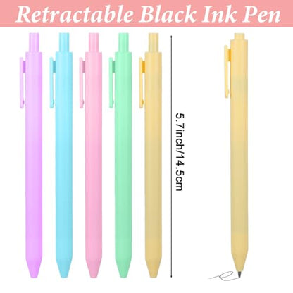 100PCS Gel Ink Pens Bulk, Cute Pens 0.5mm Retractable Press Quick Drying Fine Point with Black Ink, 5 Colors Pastel Office Supplies Smooth Writing Grip Ballpoint For Journals, Note Pads