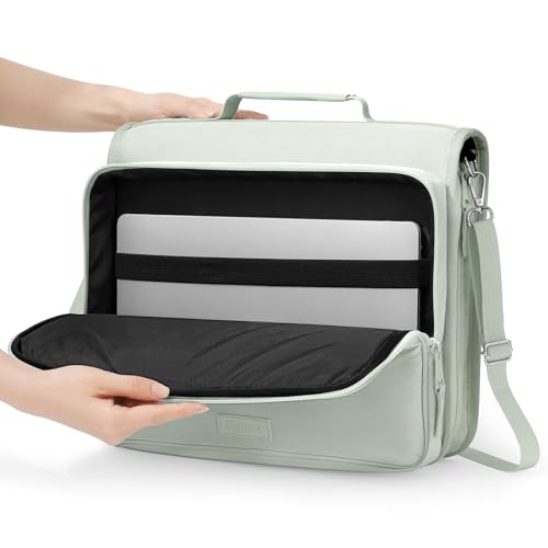 SUNEE Zipper Binder 3 Ring 2-Inch in Sage Green Features a Shoulder Strap, 13 Inch Laptop Pocket, with Multiple Storage Pockets. Ideal Organizer for Middle School Students - color: Sage Green
