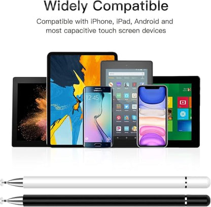 Stylus Pens for Touchscreen,2 Pack High Sensitivity & Precision Magnetic Disc Stylus Pen Suitable for iPad/Apple/iPhone/Samsung/Android/Nintendo Switch All Capacitive Touch Screen - color: Black/White