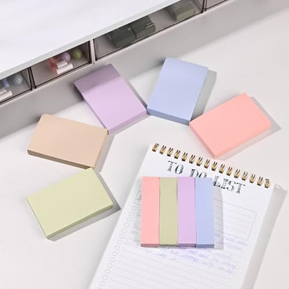 BAYTORY 6 Pads Pastel Sticky Notes, Small Self-Stick Note (3x2 & 3x0.7 in) | Index Tabs Easy to Post for School Office Notebook - size: 3x2 & 3x0.7 Inch