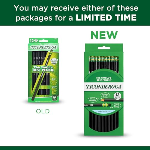 Ticonderoga Pencils, Wood-Cased Graphite, #2 HB Soft, Black (13953) (Pack of 72, 864 Count Total) - size: 12 Count (Pack of 72)