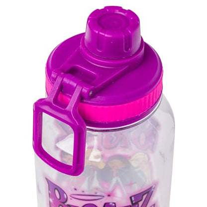 Silver Buffalo Bratz Airbrush Featuring Yasmin, Sasha, Jade, and Cloe Twist Spout Plastic Water Bottle with Stickers You Stick Yourself, 32 Ounces | Sasha, Jade and Cloe, Twist Spout, Sticker Set, You Stick Yourself, 0.95 Liters - color: Bratz