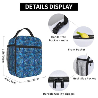 Alcohol Ink Dolphins Lunch Bag 10In | Insulated Lunch Box Reusable Tote Bag For Picnic Office For Women Men - color: Style 6