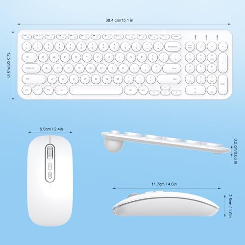 cimetech Wireless Keyboard and Mouse Combo, [Rechargeable keyboard and mouse][Silent Scissor Switch Key][Ultra Slim]Wireless Computer Keyboard and Mouse for Laptop, PC, Computer, Mac, Windows - White