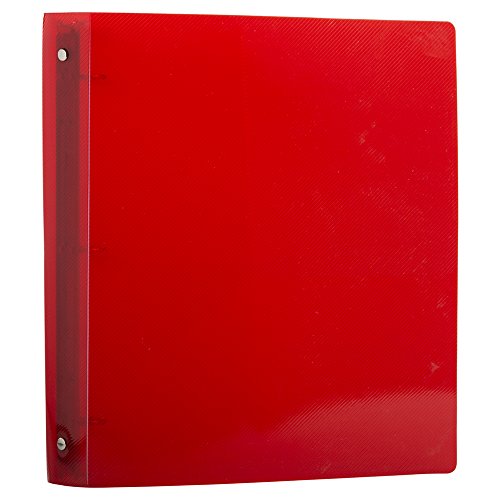 JAM PAPER Plastic 1 inch Binder - Red 3 Ring Binder - Sold Individually - color: Red, size: 1 inch
