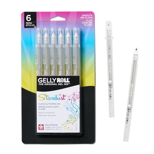 SAKURA 57906 6-Piece Gelly Roll Stardust Gel Pen Set, Bold, Clear - style: 6 Stardust Pens