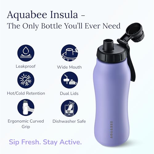 Insula Stainless Steel Water Bottle with Spout & Straw lid, BPA Free & Leakproof, Double Walled Vacuum Insulated water bottle for Sports, Bike, Travel & Hiking (Ocean Blue, 24 Oz) - color: Ocean Blue