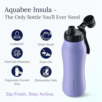 Insula Stainless Steel Water Bottle with Spout & Straw lid, BPA Free & Leakproof, Double Walled Vacuum Insulated water bottle for Sports, Bike, Travel & Hiking (Lavender, 24 Oz) - color: Lavender