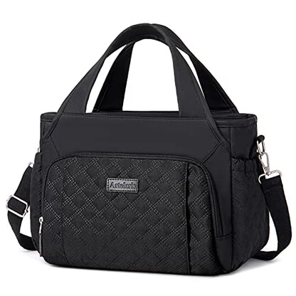 Artelaris Insulated Lunch Bag for Women,Leak-Proof Cooler Lunch Box, Cooling Tote for Adult,with 7 Pockets,Adjustable Strap(15 Liters) - color: A.Black