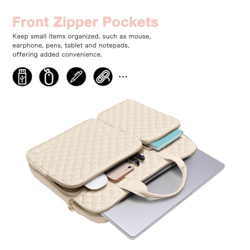 MOSISO 360 Protective Laptop Case 16 inch,15-15.6 inch Laptop Sleeve Compatible with MacBook Pro 16 M5 M4 M3 M2 M1 HP Acer Dell Lenovo,Square Quilted Bag Cover with 2 Pockets&Handle&Belt, Sand - color: Sand, size: 16 inch