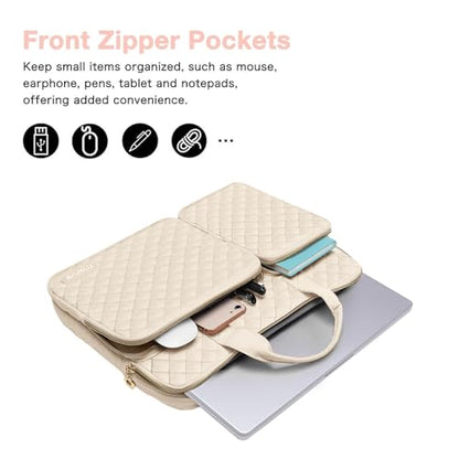 MOSISO 360 Protective Laptop Case 16 inch,15-15.6 inch Laptop Sleeve Compatible with MacBook Pro 16 M5 M4 M3 M2 M1 HP Acer Dell Lenovo,Square Quilted Bag Cover with 2 Pockets&Handle&Belt, Sand - color: Sand, size: 16 inch