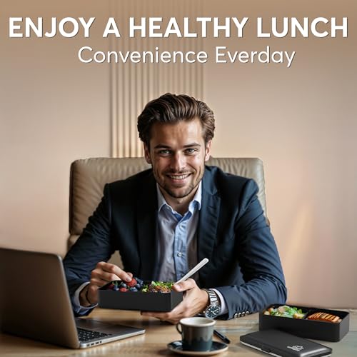 Umami Bento Box Adult, Leakproof, All-in-1 Lunch Containers for Adults | 40 oz, microwave & dishwasher safe, 4 utensils & sauce jar included, stackable, BPA-free, Matte Black - color: Matte Black, size: M - 40 oz