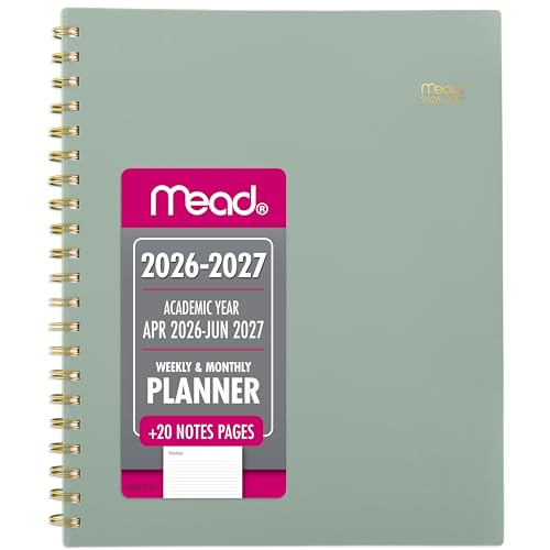 Mead Planner 2026-2027 Weekly & Monthly Academic 15-Month April-June, 8.5" x 11", Soft Grass (CAW62093) - color: Soft Grass, size: 8.5"W x 11"H, style: 2026-2027