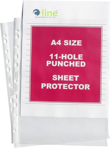 C-Line Top Loading Heavyweight Poly Sheet Protectors, Clear, A4 Size, 11.75 x 8.25 Inches, 50 per Box (08013) (Pack of 10) - size: 11 3/4 X 8 1/4 (Pack of 10)