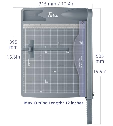 Firbon 12 Inch Guillotine Paper Cutter, 30-Sheet Capacity Paper Trimmers | Gray | Heavy Duty Cutter | Dual Scales | Paper, Cardstock & Photo Trimming | Scrapbooking Crafts | Office, Home & Studio Use - color: Gray