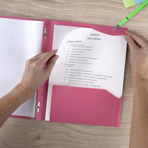 Five Star 2-Pocket Folder, Plastic Folder with Stay-Put Tabs and Prong Fasteners, Holds 8-1/2" x 11" Paper, Prom Pink (340300R) - color: Prom Pink, size: 1 Count (Pack of 1)