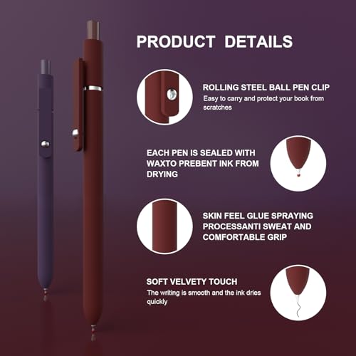 Retractable Gel Pens,0.5mm fine point pen, smooth writing nursing pens,stationary for women,Cute Office and School Supplies for Women Teacher Students(10 Pcs Vintage-Black Ink) - style: 10 Pcs Black Ink-Vintage shaft pen
