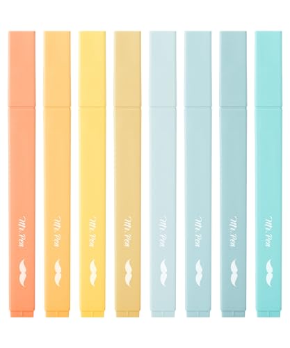 Mr. Pen- Aesthetic Highlighters No Bleed, 8 Pack, Assorted Colors | Chisel Tip, Cute Highlighters Assorted Colors for Journaling, Highlighting, Underlining, Fast Dry, Back to School Supplies - color: Pastel Colors 2, size: 8 Pack