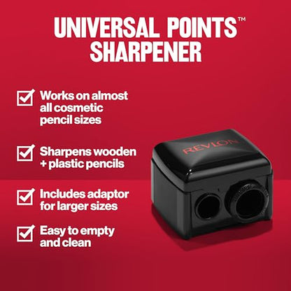 Revlon Universal Points Sharpener for Wooden & Plastic Makeup Pencils, Fits Small to Large Sizes, Easy to Clean, 1 Count - size: Pack of 1