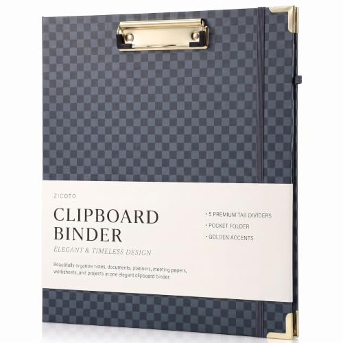 Aesthetic Clipboard Binder with Dividers - Document Organizer and Clipboard Folder for Work - Sturdy 3 Ring Binder & Planner Folio for Streamlined School Projects, Notes and Daily Office Productivity - color: Blue