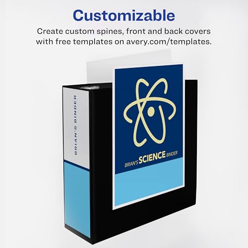 Avery Heavy-Duty View 3 Ring Binder, 4" One Touch Slant Rings, Holds 8.5" x 11" Paper, 2 Black Binders (79874) - size: 4"