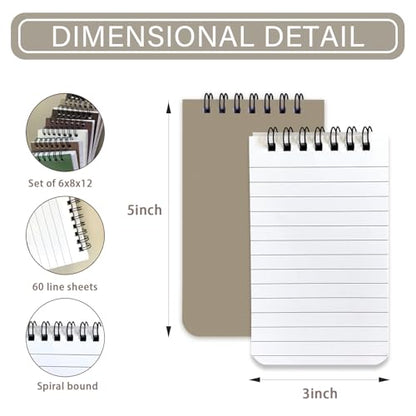 KTOJOY 8 Pack Small Pocket Notebook Small 3x5 Spiral Notepads With Lined Pages, Small Top Spiral Notebook Little Mini Memo Steno Note Pads for Outdoor Home Office College School