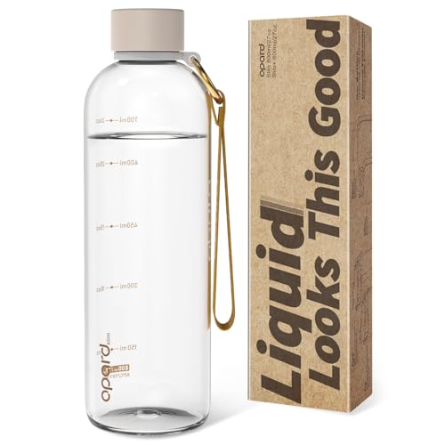 Opard Slim Water Bottle 27oz, Dishwasher Safe Plastic Water Bottle BPA-Free, Leakproof Screw Top, Clear Cream, Reusable for Travel School Sport Gym Hiking - color: Clear Cream(27oz), size: 27 Ounces