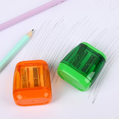 Colored Manual Pencil Sharpeners in Bulk, BOPART 24pcs Small Handheld Pencil Sharpener Dual Holes with Lid for Kids Adults at Classroom School Office Home (24Pcs Sharpeners - D) - style: 24Pcs Sharpeners - D