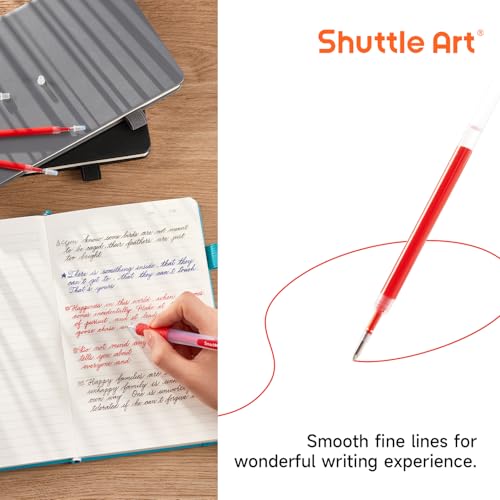 Retractable Gel Pen Refills, Shuttle Art 30 Pack Red Rollerball Gel Ink Pens Refills, Bulk Set, 0.7mm Fine Point for Writing Journaling Taking Notes School Office Home - color: Red, size: 30 Count (Pack of 1)