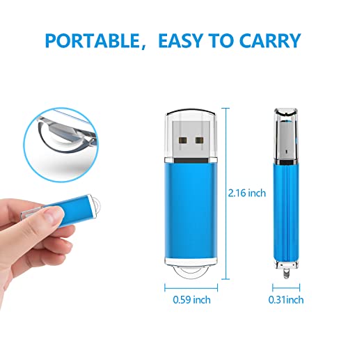 KOOTION Flash Drive 8GB 10 Pack USB 2.0 Thumb Drive Capped Memory Stick Jump Drive, Blue - size: 8GB, style: Blue-10 Pack