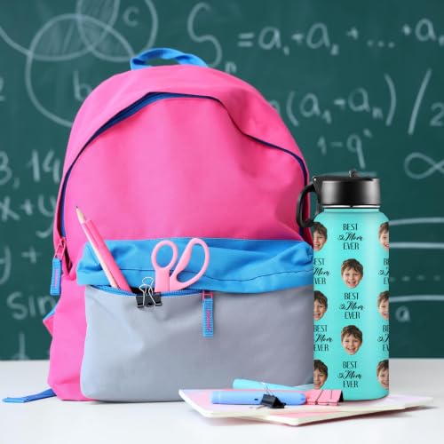 D-Story Personalized Water Bottle with Straw Lid - Custom Face Photos & Text to Prevent Loss, 18 oz Leak-Proof Stainless Steel Insulated Flask, Picture Gifts for Birthday Anniversary Back to School - color: Face Picture