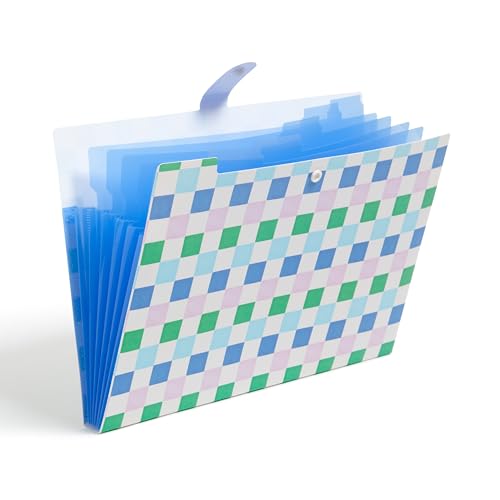 U Brands Poly 6 Pocket Expandable Folder with Tabs, Preppy Pastels, 1 Count, 1/5-cut tabs and 14 Blank Adhesive Labels - color: Pastel Multicolor