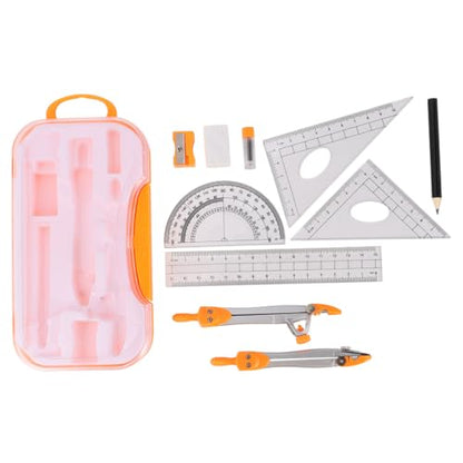 Artibetter Drawing Compasses Set 10pcs Geometry Ruler Kit Metal Math Tool for Students Exam Drawing and Geometry Supplies Random Color