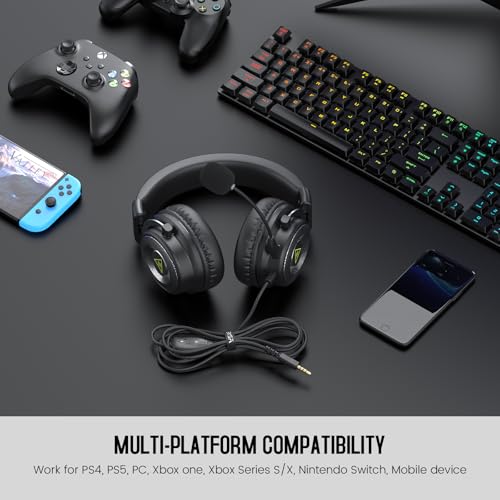 EKSA E900 Headset with Microphone for PC, PS4,PS5, Xbox - Detachable Noise Canceling Mic, 3D Surround Sound, Wired Headphone for Gaming, Computer, Laptop, 3.5MM Jack - color: Black-Sliver