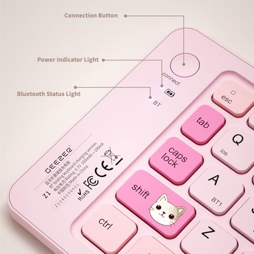 Foldable Compact Keyboard, Portable Bluetooth Keyboard with, Pocket-Sized Wireless Travel Keyboard, for iPad, iPhone, Smartphone, Tablet and Laptop