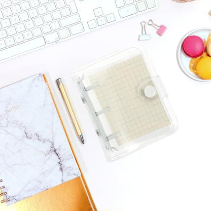 DEARMAMY Mini 3-ring Binder Notepad with White Clips, Refillable Small Notebook for Portable Scrapbooking and Student Notes, Convenient Novelty Cover Journal for Office and School Use