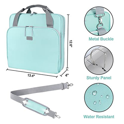 3 Inch D-Ring 3 Ring Zipper Binder, Binder with Strap 700 Sheet Capacity & Multi-Pockets School and Office Organizer, Compatible with 13-Inch MacBook(Patent Design Light Blue) - color: Light Blue, size: 3Inch-D-ring