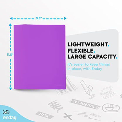 Enday Plastic File Folder with 2 Pockets, Purple, Letter Size, 11.5 x 9.5 in - color: Purple, size: 1