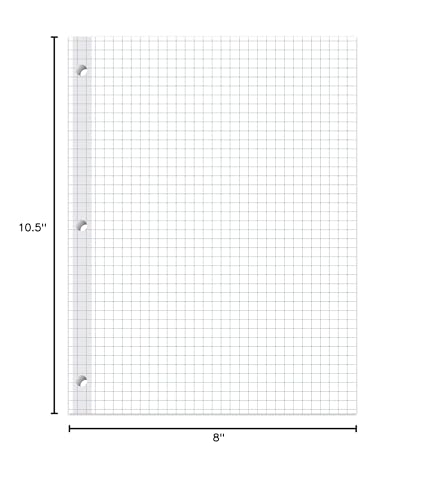 Office Depot® Brand Reinforced Filler Paper, 8" x 10-1/2", Quadrille Ruled, White, Pack Of 100 Sheets