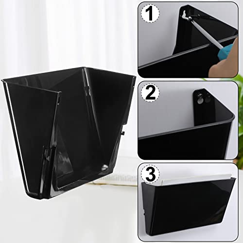Colarr 8 Pcs Wall File Holder Organizer Plastic Wall Mount Mail Organizer with Screws Single Pocket Hanging Folder Paper Magazine Holder for Walls Office Home Classroom(Black) - color: Black