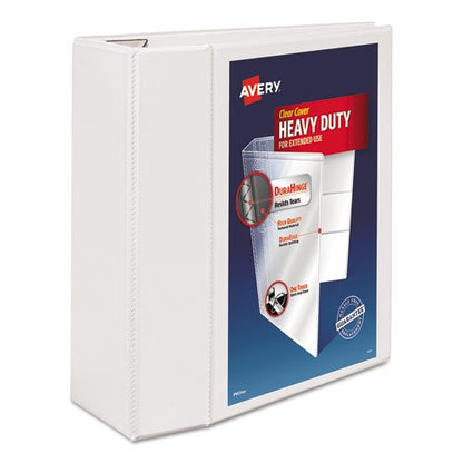 Avery Heavy-Duty View 3 Ring Binder, 5 Inch One Touch EZD Rings, 1,050-Sheet Capacity, 2.3/4.8 Inch Wide Spine, Customizable Clear Cover and Spine, 1 White Binder (79106) - size: 5"