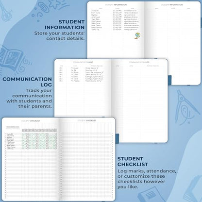 Clever Fox Teacher Planner, School & Homeschool Book, A4 Size Mystic Blue | Undated, 8.5x11, lay-flat binding, heavy-duty hardcover, teacher lesson weekly & daily planner, homeschool supplies - color: Mystic Blue, size: A4 (8.5" x 11")