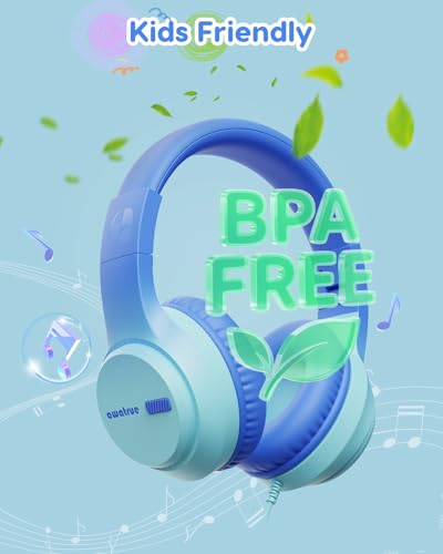 awatrue Kids Headphones, 74/85/94dB Volume Limiter, Foldable Wired Over Ear Headphones for Travel, 3.5mm Jack, Toddler Headphones for School, Chromebook, iPad, Tablet, Blue - color: Blue